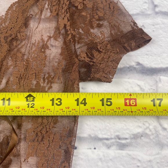 J1574 Floral Lace Tie Front Mesh Cover Up Size Small - Picture 4 of 5